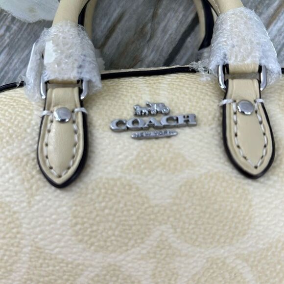 Coach Rowan Satchel Bag & Mini Charm Set In Signature Canvas Crossbody Purse - Picture 12 of 16